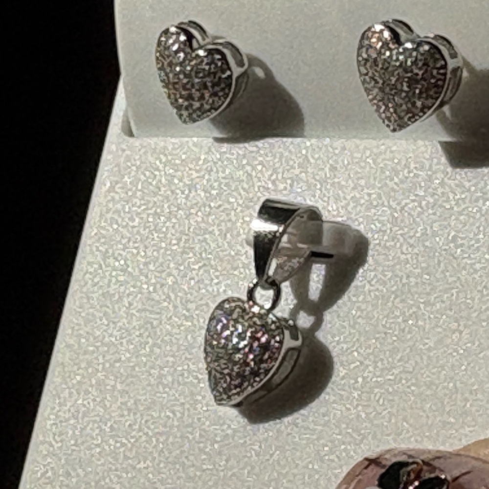 Sparkling 925 Silver 1.59ctw Moissanite Heart Earrings Set